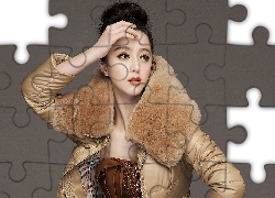 Brunetka, Makijaż, Zimowa, Kurtka