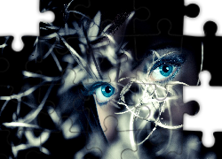 Kobieta, Twarz, Błękitne, Oczy, Makijaż