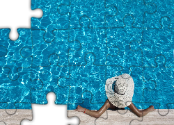 Basen, Kobieta, Biały, Kapelusz