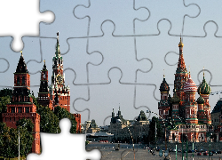Cerkwie, Kreml, Moskwa, Panorama, Miasta, Rosja
