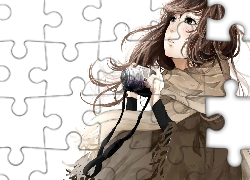 Dziewczyna, Aparat, Fotograficzny, Wiatr