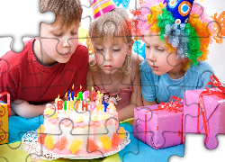 Urodziny, Dzieci, Tort, Prezenty