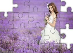 Kobieta, Panna młoda, Pole, Lawenda