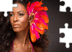 Kobieta, Azjatka, Ozdoba, Pióra