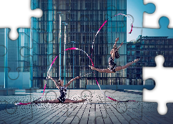 Kobiety, Gimnastyka, Akrobatyczna, Szarfy, Domy