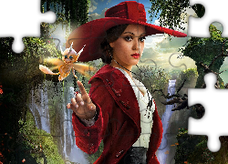 Grafika, Fantasy, Dziewczyna, Czerwony, Kapelusz, Góry, Wodospady