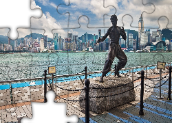 Hong Kong, Miasto, Pomnik, Bruce Lee, Morze