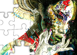 Rysunek, Kobieta, Kolorowe Tatuaże