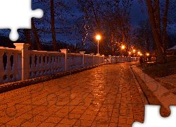 Park, Deptak, Lampy, Zmierzch