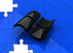logo windows 8, czarne, niebieskie tło