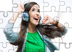 Radosna, Kobieta, Słuchawki