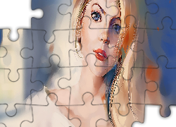 Grafika, Blondynka, Delikatny, Makijaż