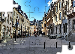 Kamienice, Ulica, Du Marche, Luksemburg, Fragment, Miasta