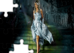 Kobieta, Schody, Pantofelek