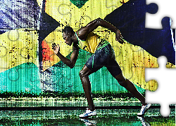 Usain Bolt, lekkoatletyka, sport, mężczyzna, flaga, Jamajki