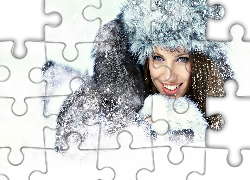 Kobieta, Modelka, Śnieg