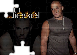 Vin Diesel,szara koszulka, łańcuszek