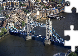 Most Tower Bridge, Rzeka, Londyn, Anglia, Z lotu ptaka