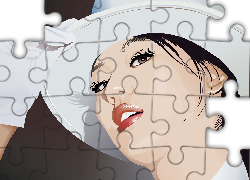Kobieta, Biały kapelusz, Rękawiczki, Moda i Styl, Grafika 2D