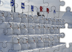 Bałwany, Szereg, Śnieg, Zima