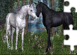 Biały, Czarny, Jednorożec, Fantasy
