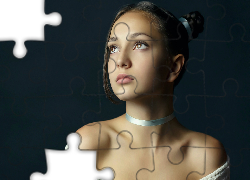 Młoda, Kobieta, Twarz, Dekolt