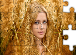 Kobieta, Makijaż, Szal