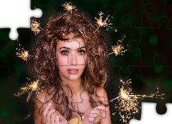 Kobieta, Twarz, Makijaż, Zimne, Ognie