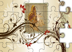 Grafika, Motyl, Kwiaty