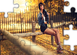 Park, Siedząca, Kobieta