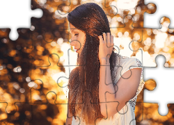 Kobieta, Długie, Proste, Włosy