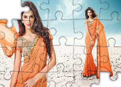 Kobieta, Sari, Makijaż