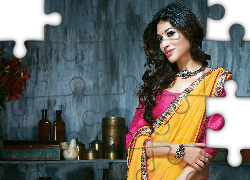 Kobieta, Sari, Makijaż