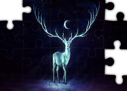 Jeleń, Księżyc, Fantasy