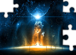 Kosmos, Fantasy, Planeta, Asteroidy, Gwiazdy