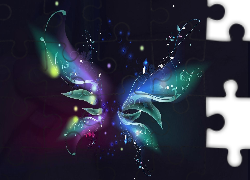 Grafika Komputerowa, Motyl, Poświata, Neony