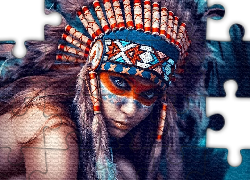 Dziewczyna, Indianka, Pióropusz, Tekstura