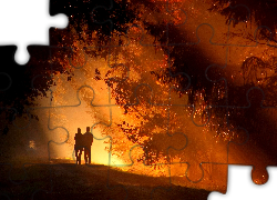 Park, Promienie, Słońca, Ludzie