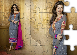 Kobieta, Aktorka, Bollywood, Strój, Salwar, Kameez, Biżuteria, Makijaż