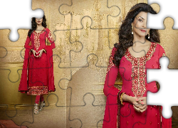 Kobieta, Strój, Salwar, Kameez, Makijaż, Biżuteria