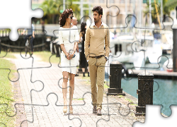 Randka, Spacer, Kobieta, Mężczyzna