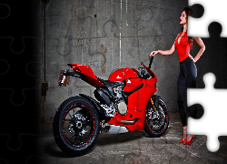Ducati, Motor, Sportowy, Czerwony, Ścigacz, Kobieta, Modelka