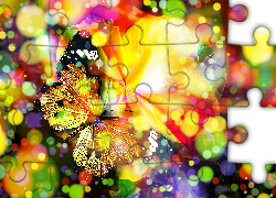 Kolorowy, Bokeh, Motyl, Grafika 2D