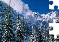 Krajobraz, Zima, Góry, Grafika