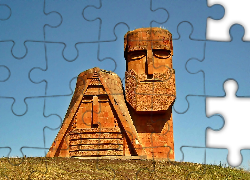 Dwa Posągi, Niebo, Trawa, Azerbejdżan