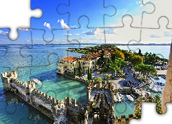 Jezioro Garda, Ruiny Zamku, Wyspa, Domy, Z Lotu Ptaka, Zdjęcie miasta