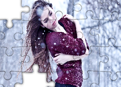 Kobieta, Płatki, Śnieg