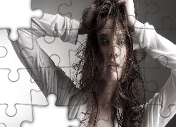 Kobieta, Monika Hederova, Brunetka, Potargane Włosy