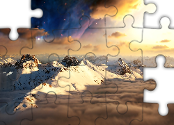 Zima, Wierzchołki, Gór, Chmury