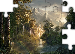 Góry, Rzeka, Zamek, Fantasy